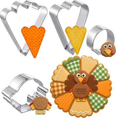4 Pzas Cortador Galletas Acción de Gracias Acero Inox