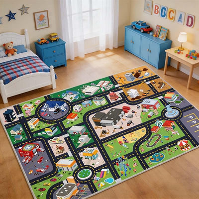Alfombra infantil con mapa ciudad 47x70pulg