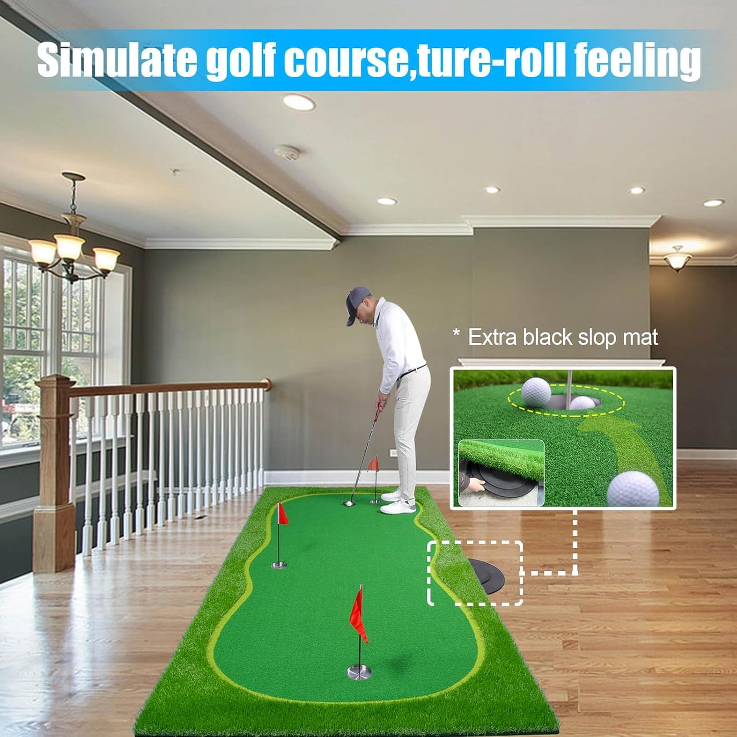 Alfombrilla práctica golf verde para interiores y exteriores