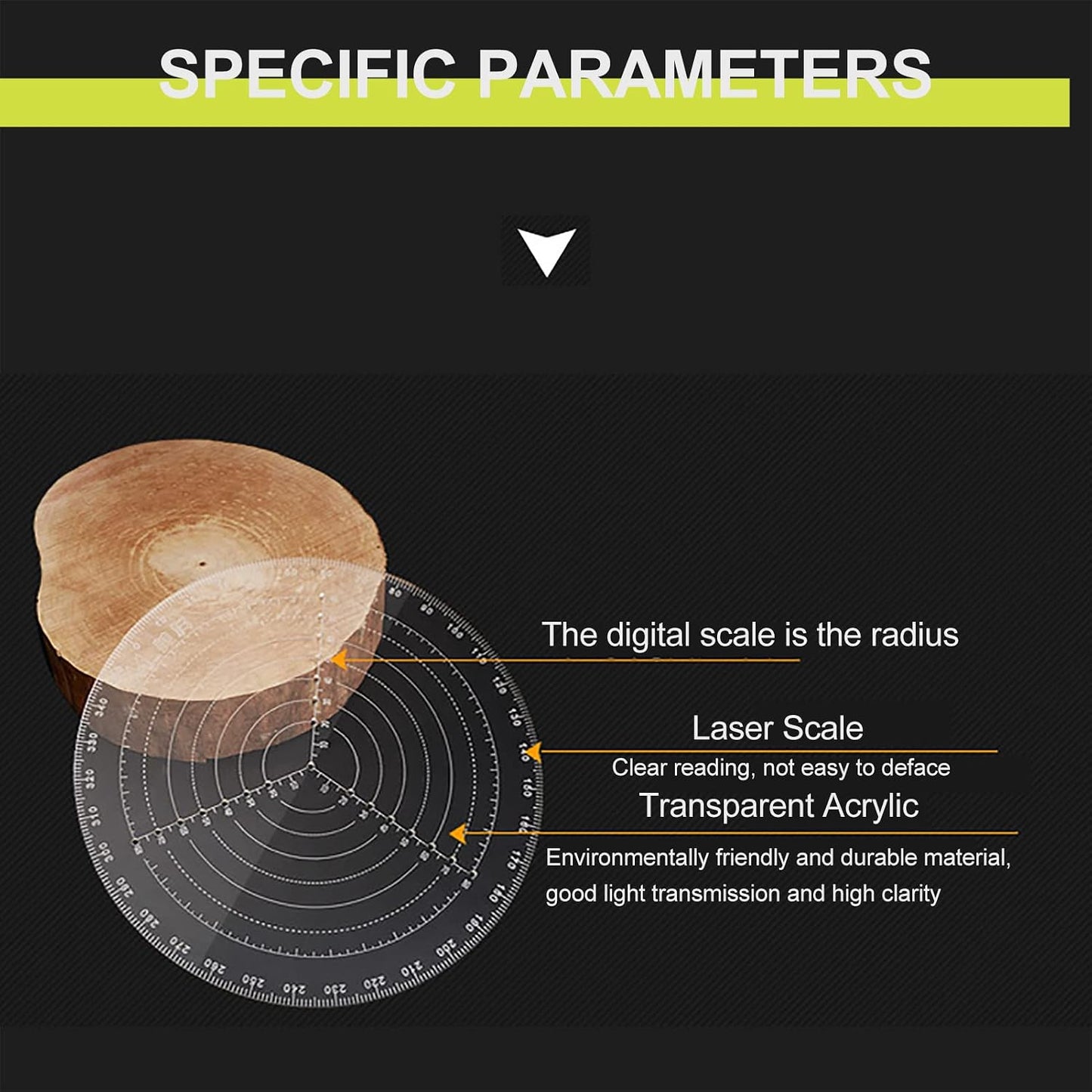 Brújula redonda acrílico 7.874pulg para madera y dibujo