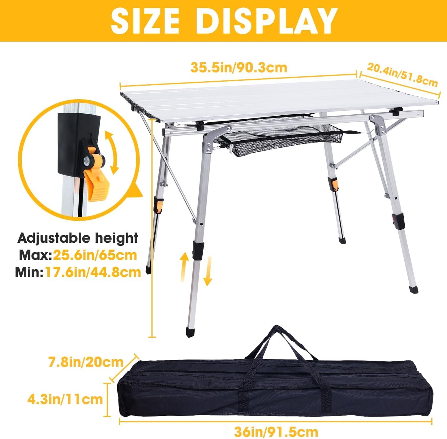 Mesa camping plegable al aire libre patas aluminio