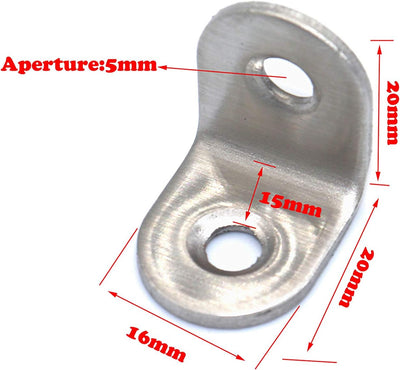 60 Pzas Soporte Ángulo Recto Acero Inox 0.787"