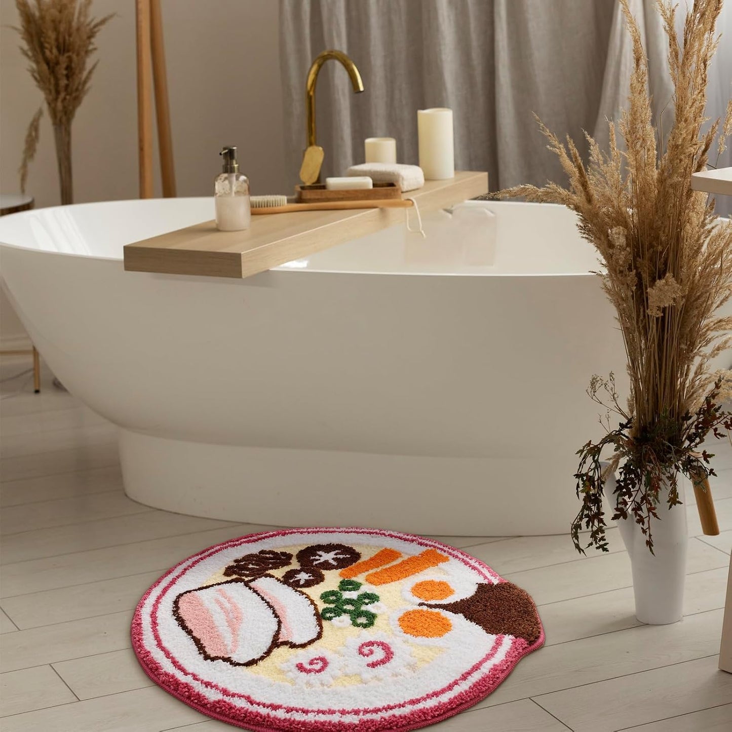 Alfombra baño redonda suave antiderrap ramen