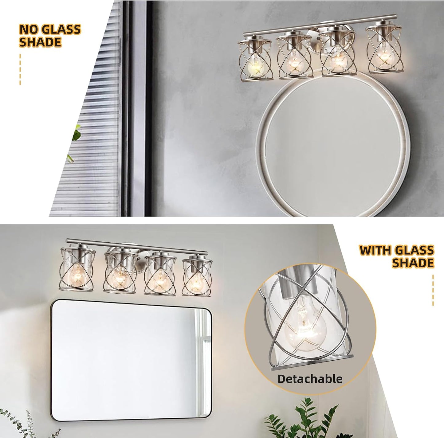 Lámpara pared moderna 4 luces para espejo cocina sala