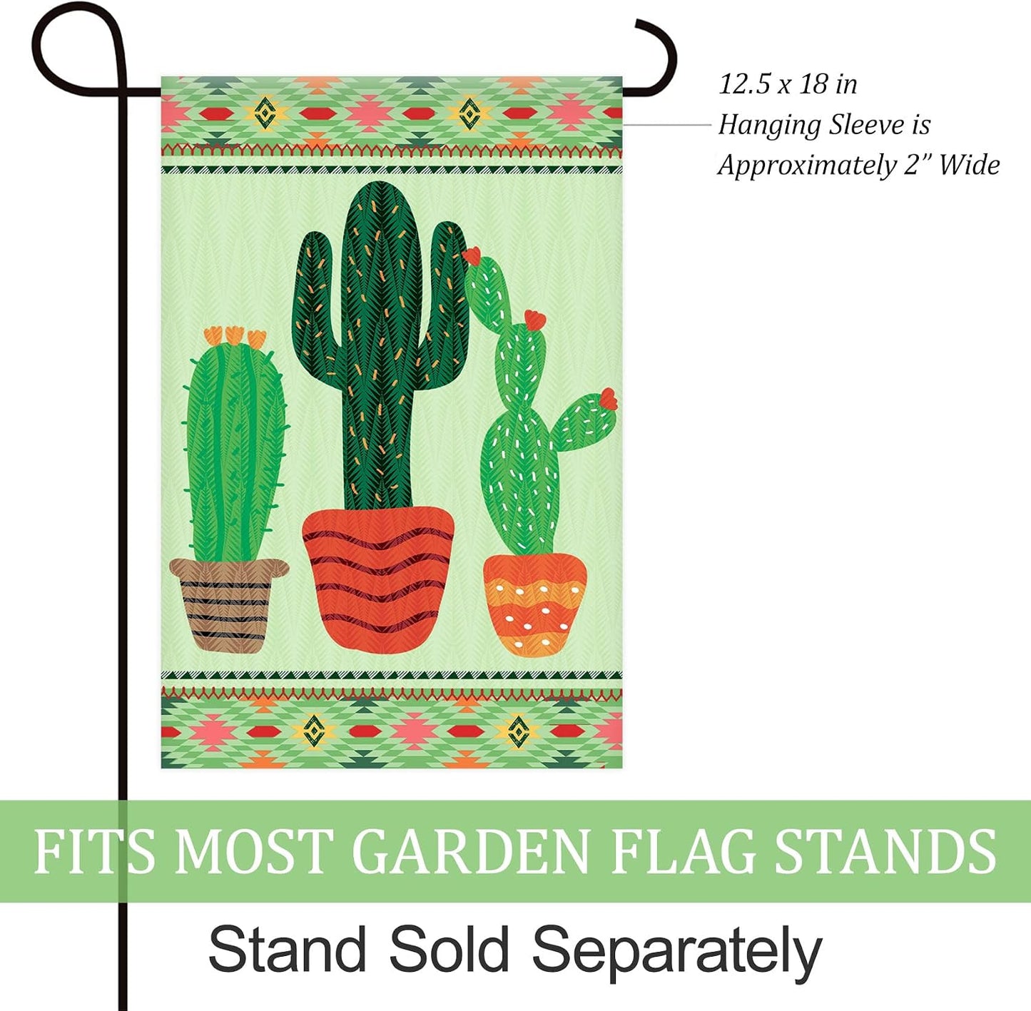 Bandera jardín cactus verde 12x18pulg