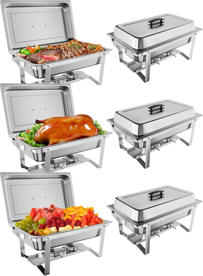 Set 6 Chafer Plata Plegable Bufé 8qt