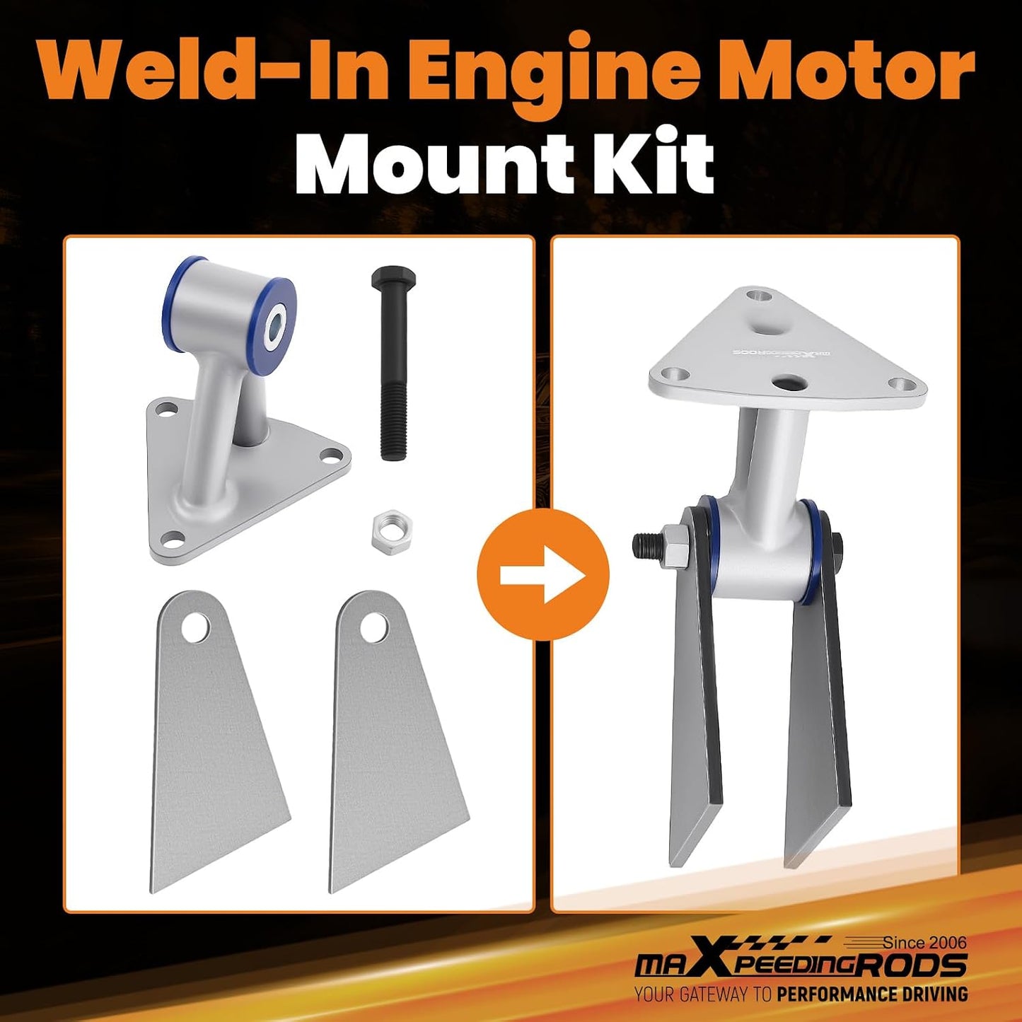 Kit montaje motor Chevy SBC BBC 3L V6 acero plateado