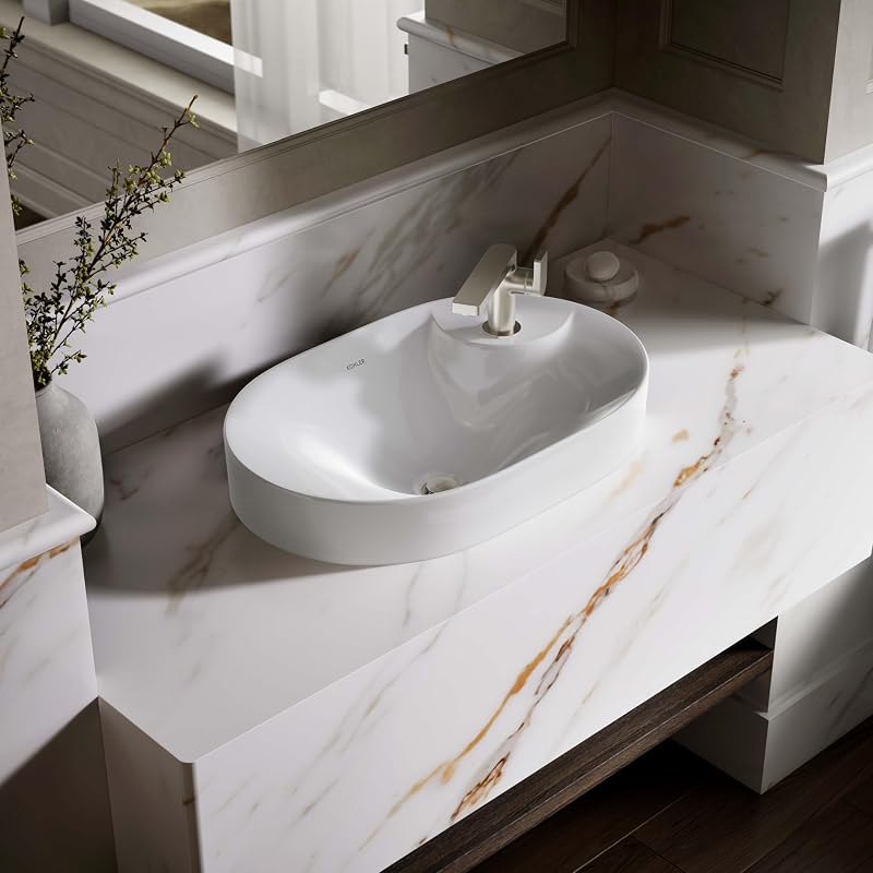 Lavabo ovalado sobre encimera 22-3/4" color blanco