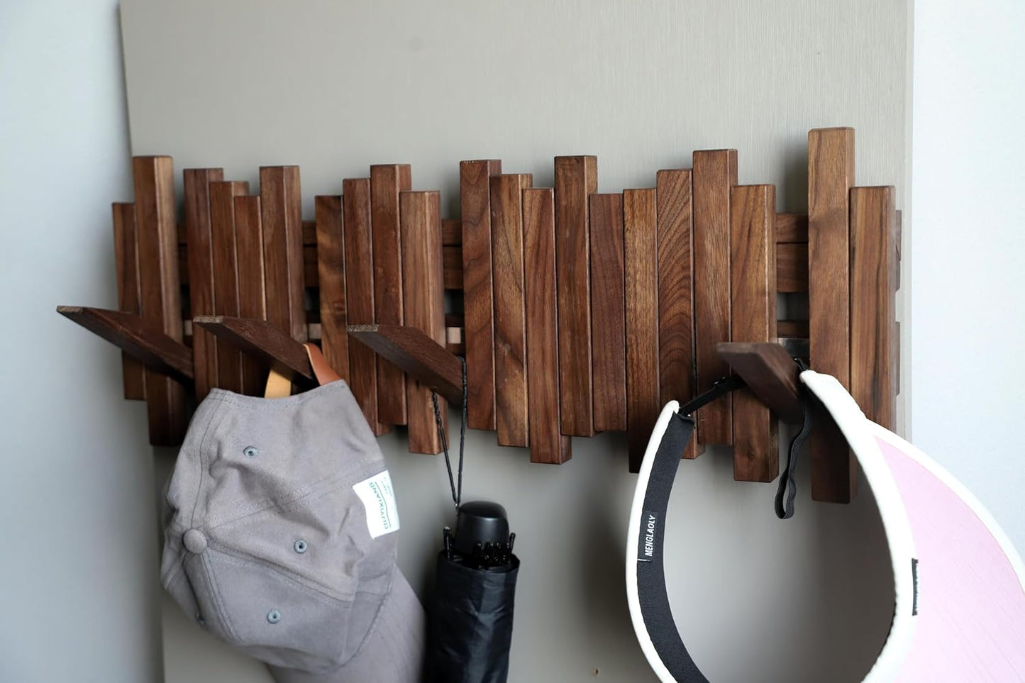 Perchero pared abatible 5 ganchos nogal negro