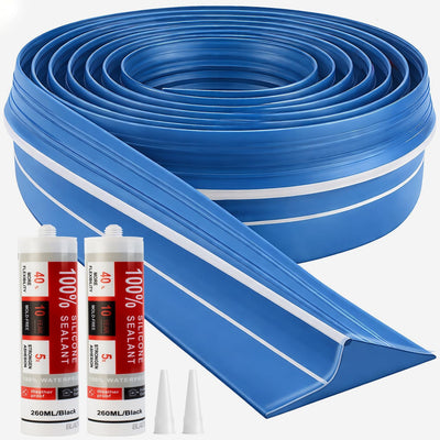 Kit tira sellado umbral puerta garaje 20ft goma impermeable azul
