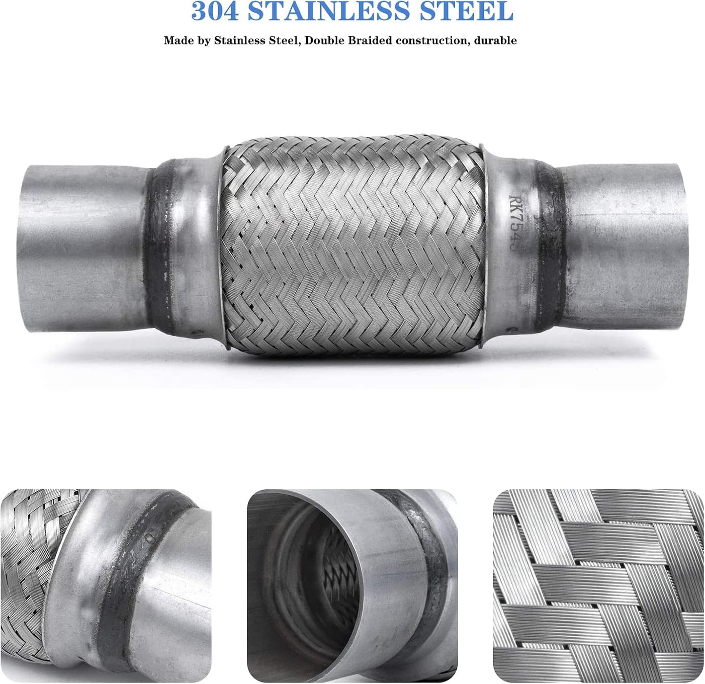 2 Tubos Flexibles Acero Inox 2.5" Doble Trenza