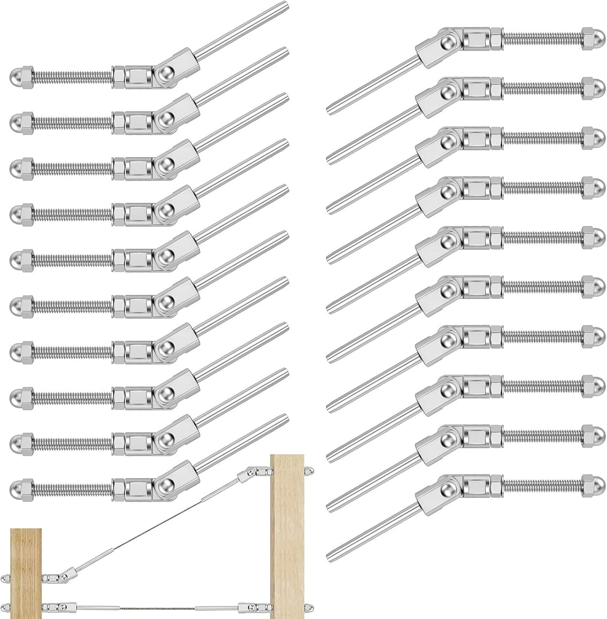20 Cables Acero Inox T316 1/8pulg Ajustables 180°