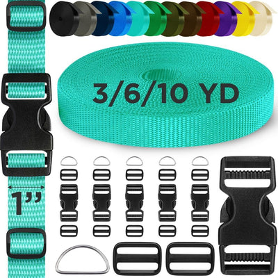 Kit correas nailon turquesa 1" 6 hebillas plástico