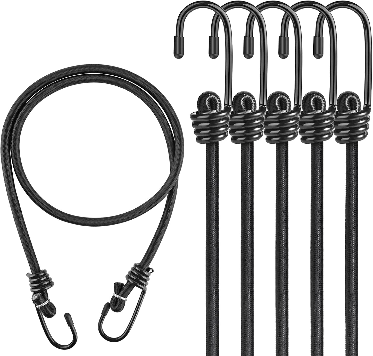 6 Cuerdas elásticas 18pulg con ganchos para equipaje campamento