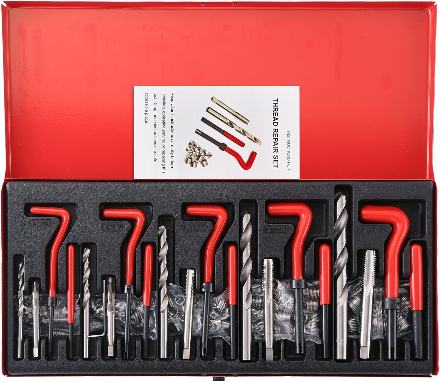 Kit reparación rosca métrica 131 pzas herramientas motores