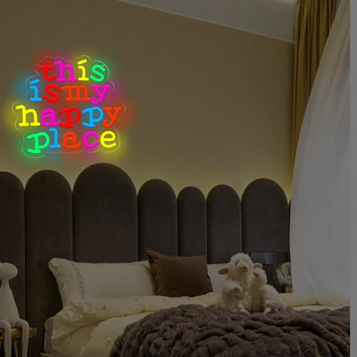Letrero neón LED USB This is My Happy Place decoración pared