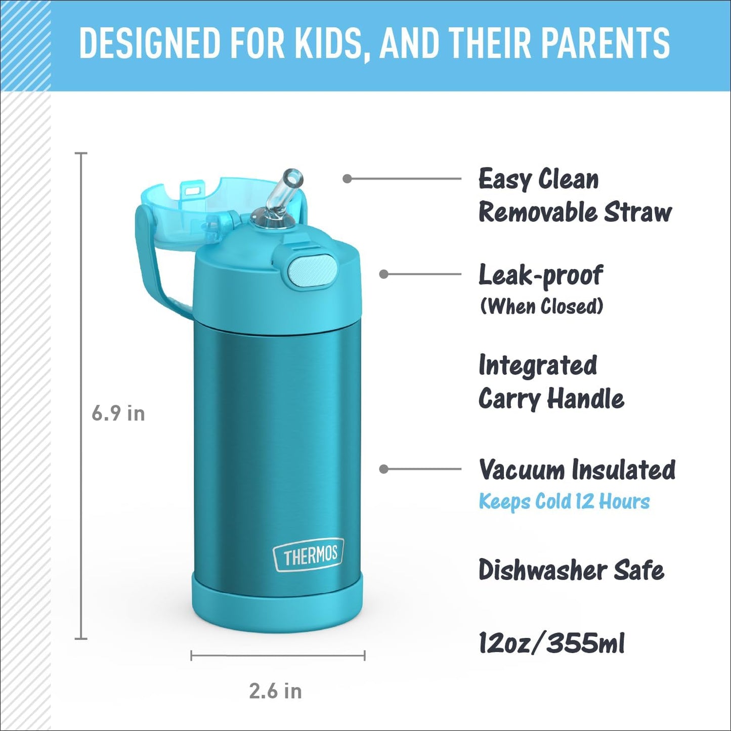 Botella agua niños acero inox vacío 12oz verde