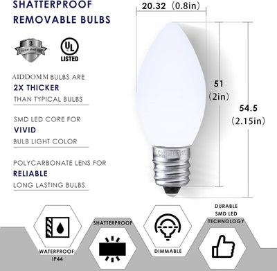 25 Bombillas LED E12 C7 Regulables Blanco Frío