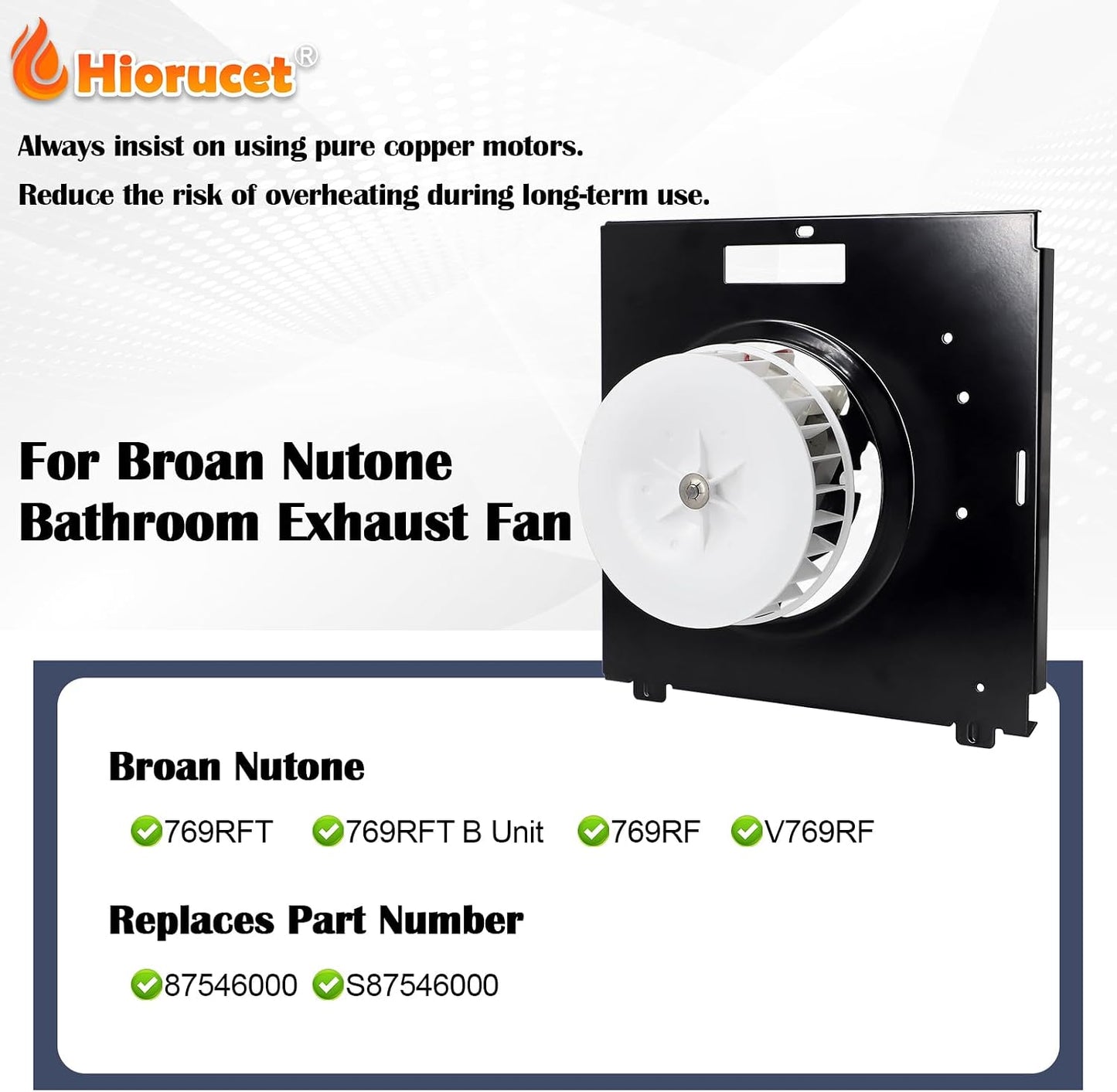 Repuesto motor cobre puro ventilador baño Broan Nutone 769rf