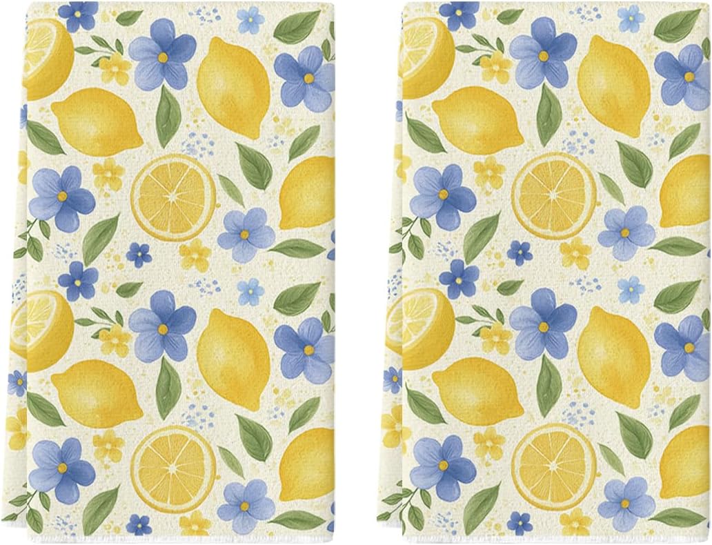 Set 2 Toallas Verano con Flores y Limones 18x26pulg