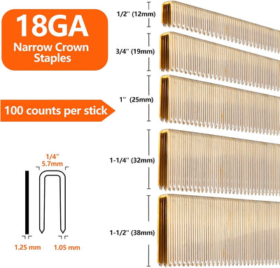 1000 Grapas Corona Estrecha 1pulg 1/4pulg Galvanizadas Neumáticas