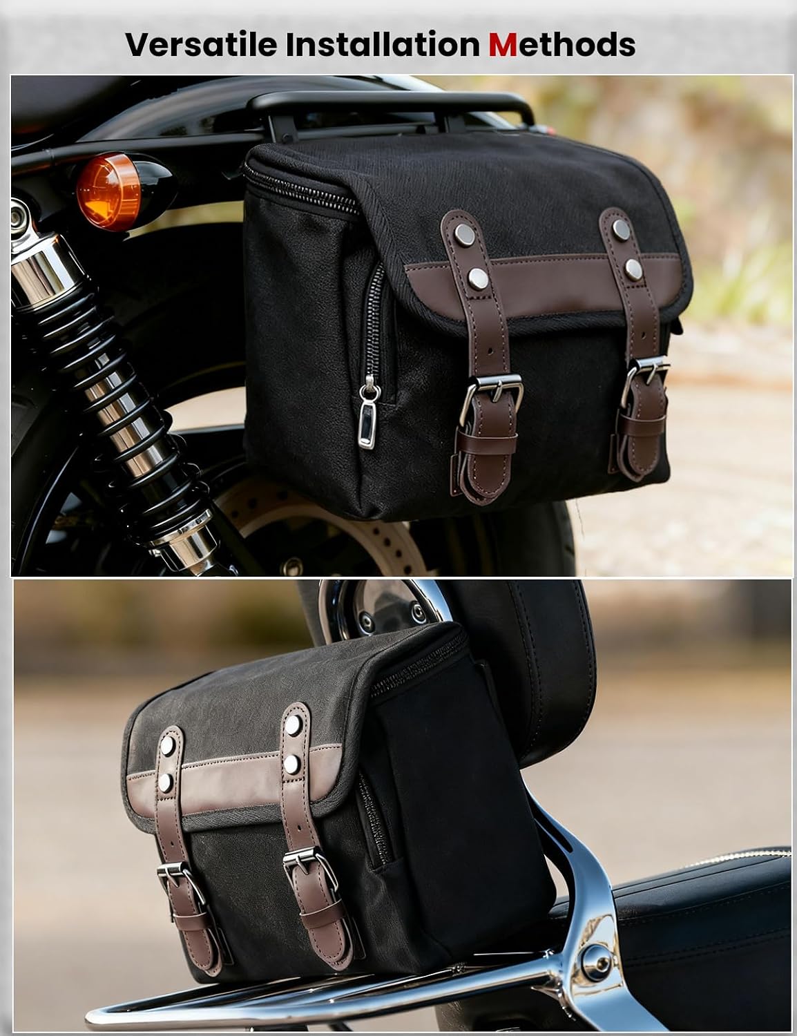 Bolsa herramientas motocicleta sillín vintage gran capacidad