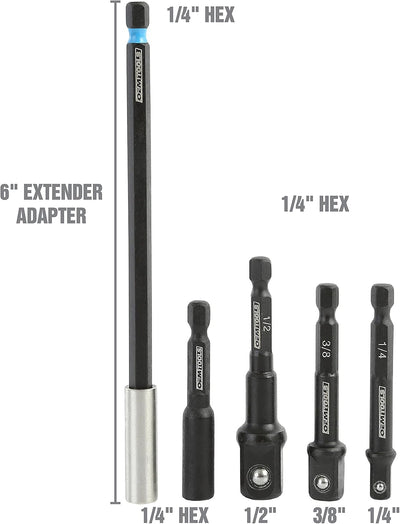 Juego 5 Pzas Brocas Impacto Llaves Hex Adaptadores 6pulg