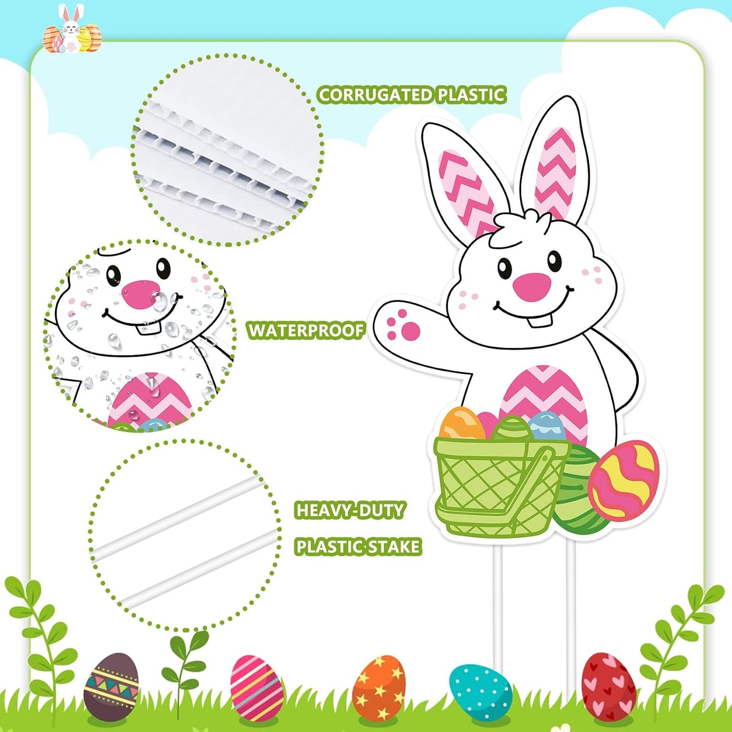 8 Carteles Caza Huevos Pascua Estacas Conejo Exterior