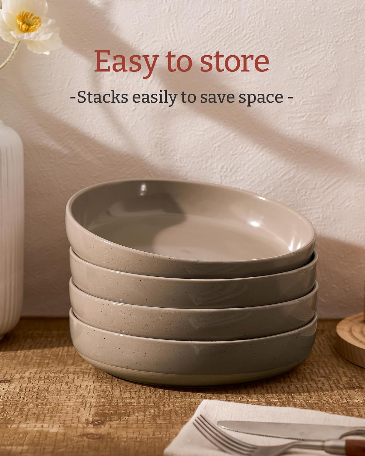 Set 4 Cuencos Pasta 33oz para Ensalada Marrón Canela