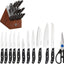 Set 14 Cuchillos Autoafilables Chef Acero Inox Negro