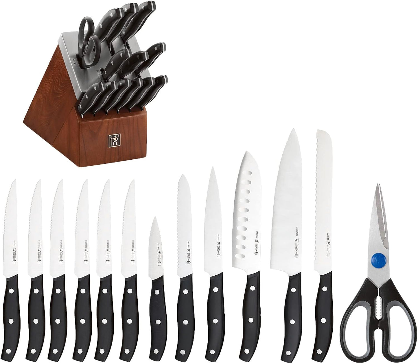 Set 14 Cuchillos Autoafilables Chef Acero Inox Negro
