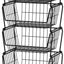 Cestas metal apilables con ruedas para cocina y hogar negro