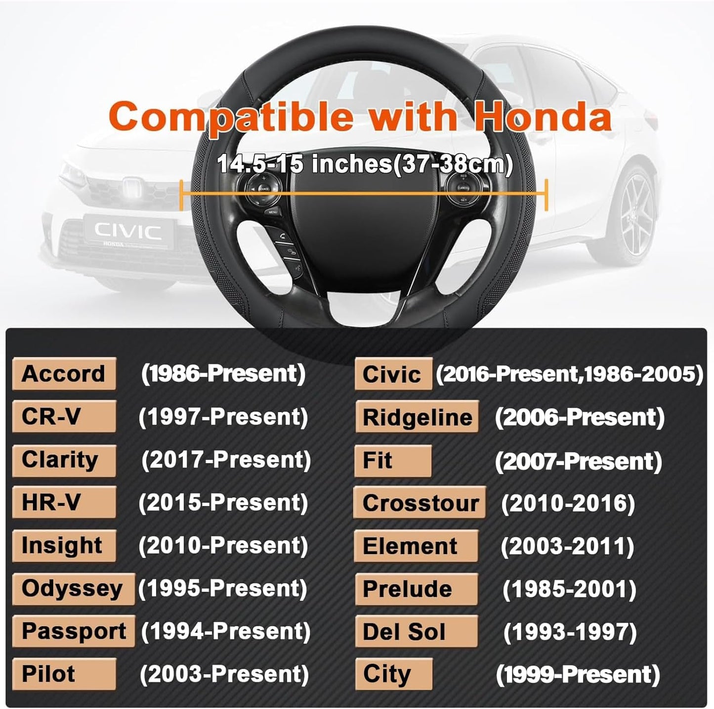 Funda volante microfibra cuero para Honda Accord Civic CR-V