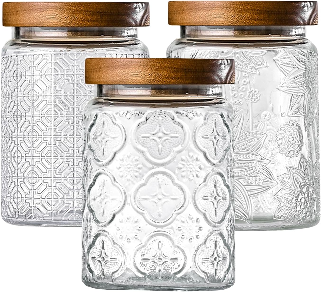 3 Pzas Frascos Vidrio 24oz Tapa Hermética Recipientes Cocina