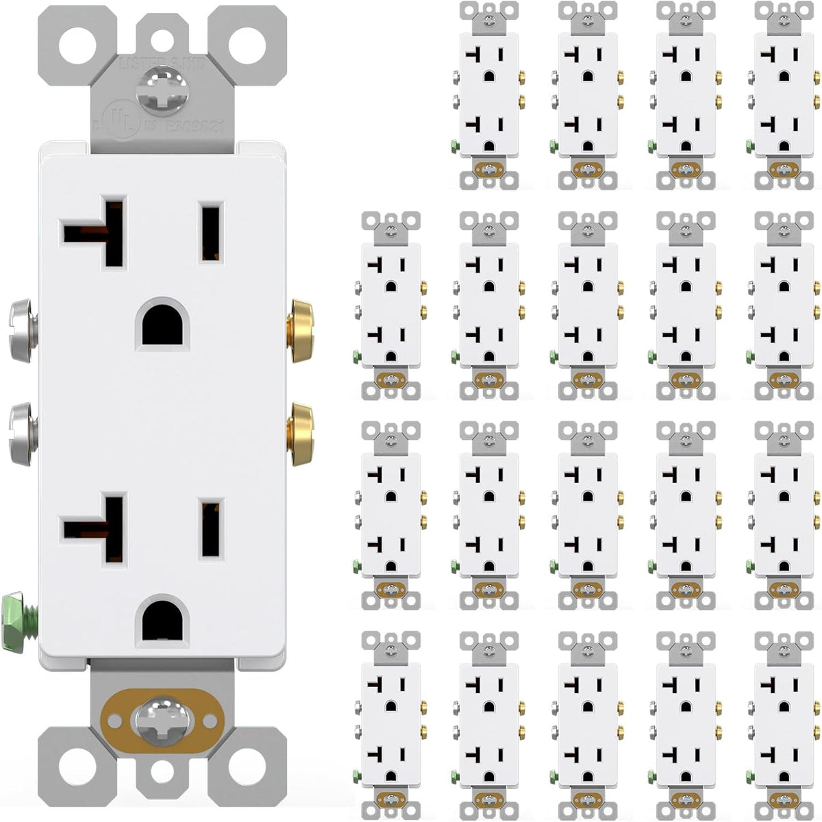 20 Tomas Corriente 20A 2 Polos 3 Cables NEMA 5-20R