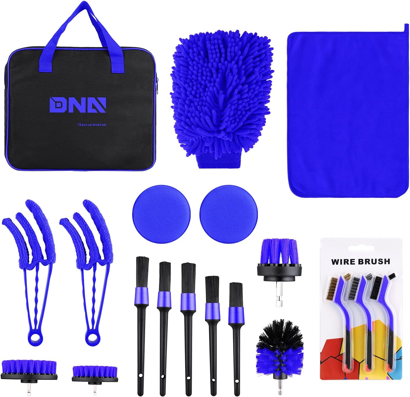 Set herramientas limpieza auto con cepillo y bolsa transporte