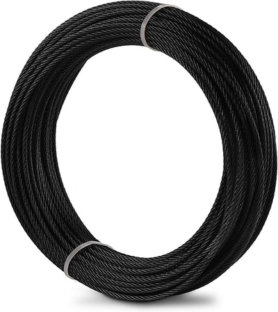 Cuerda alambre negro 100ft acero inox 1/8pulg barandilla
