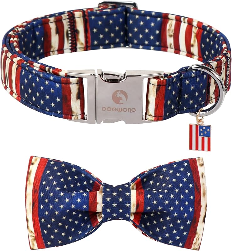 Collar perro bandera americana lazo ajustable 4 de julio