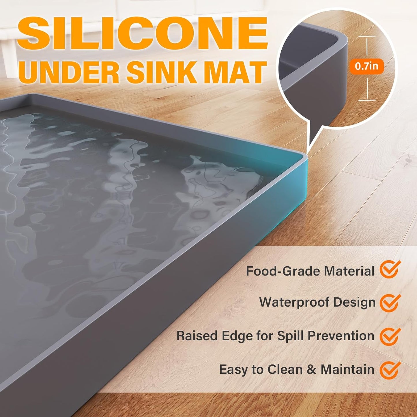 Tapete impermeable 19x19pulg para fregadero cocina baño