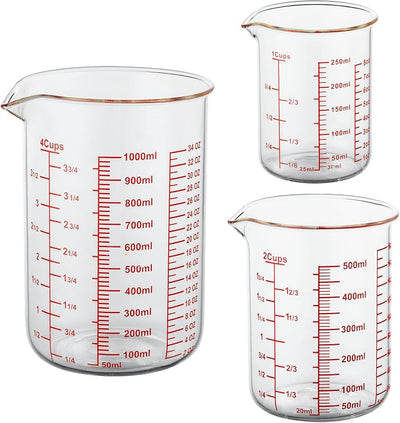 Set Vasos Medidor Vidrio Borosilicato 250-1000ml
