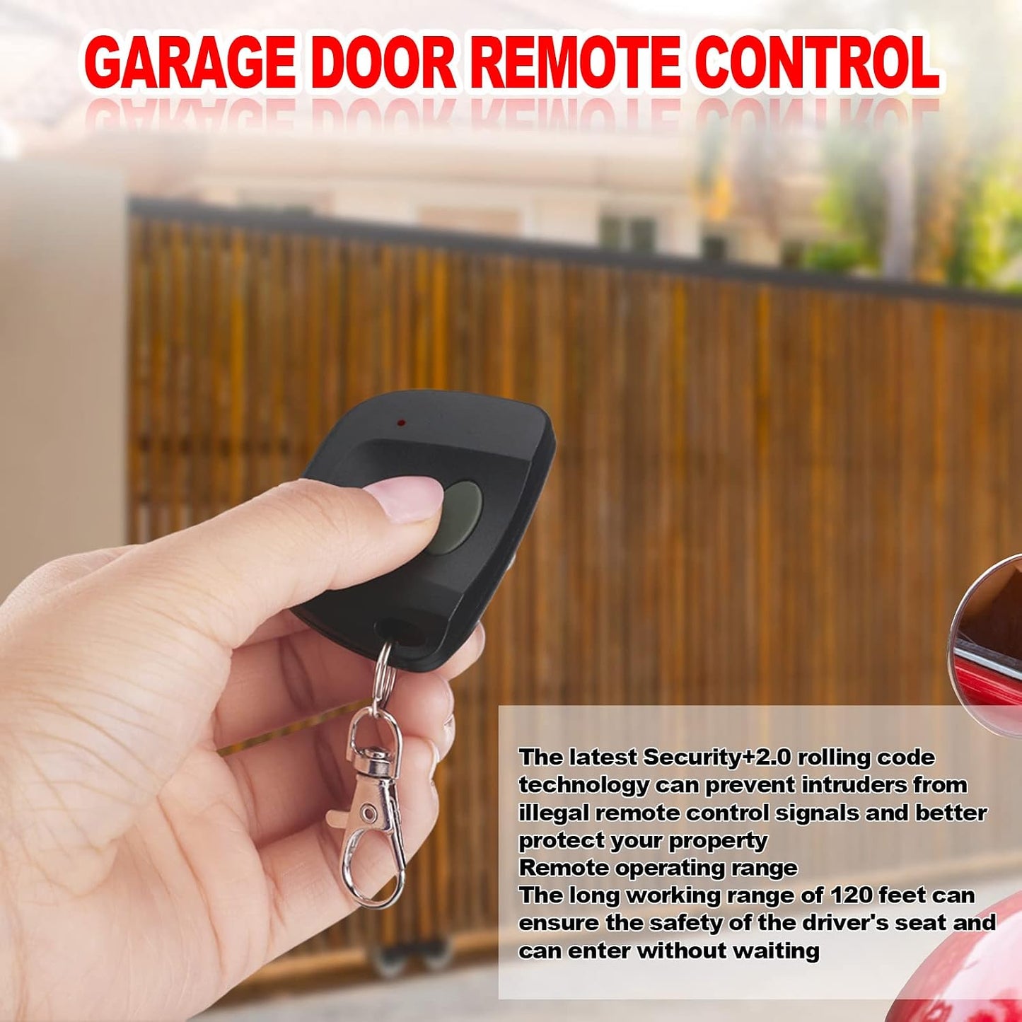 Control remoto puerta garaje multicódigo 300MHz con llavero negro