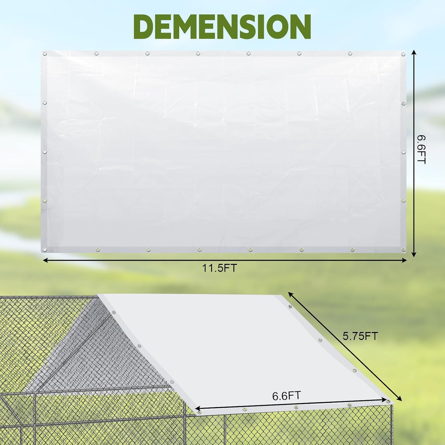 2 Fundas Impermeables Gallinero 11.5x6.6ft Blanco