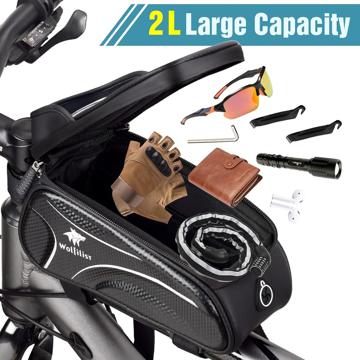 Bolsa bicicleta TPU con visera y soporte teléfono