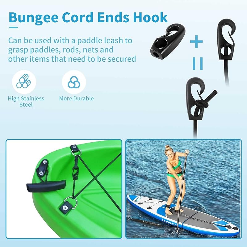 Kit aparejo kayak cuerda elástica 8ft 6 ganchos J 4 tapones