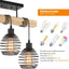 Lámpara techo madera 3 luces industrial dormitorio