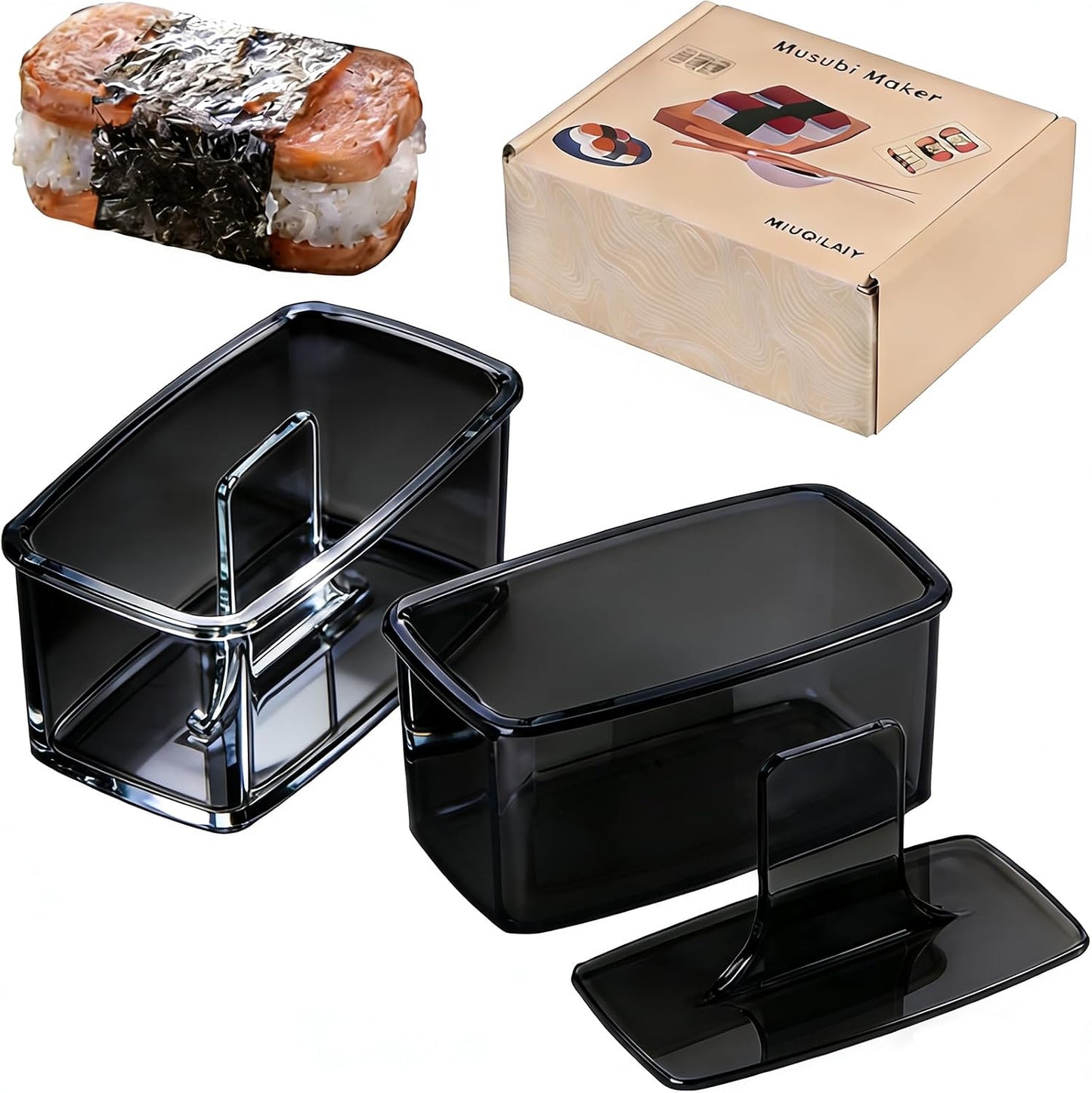 2 Pzas Molde Musubi Negro Antiadherente Sin BPA
