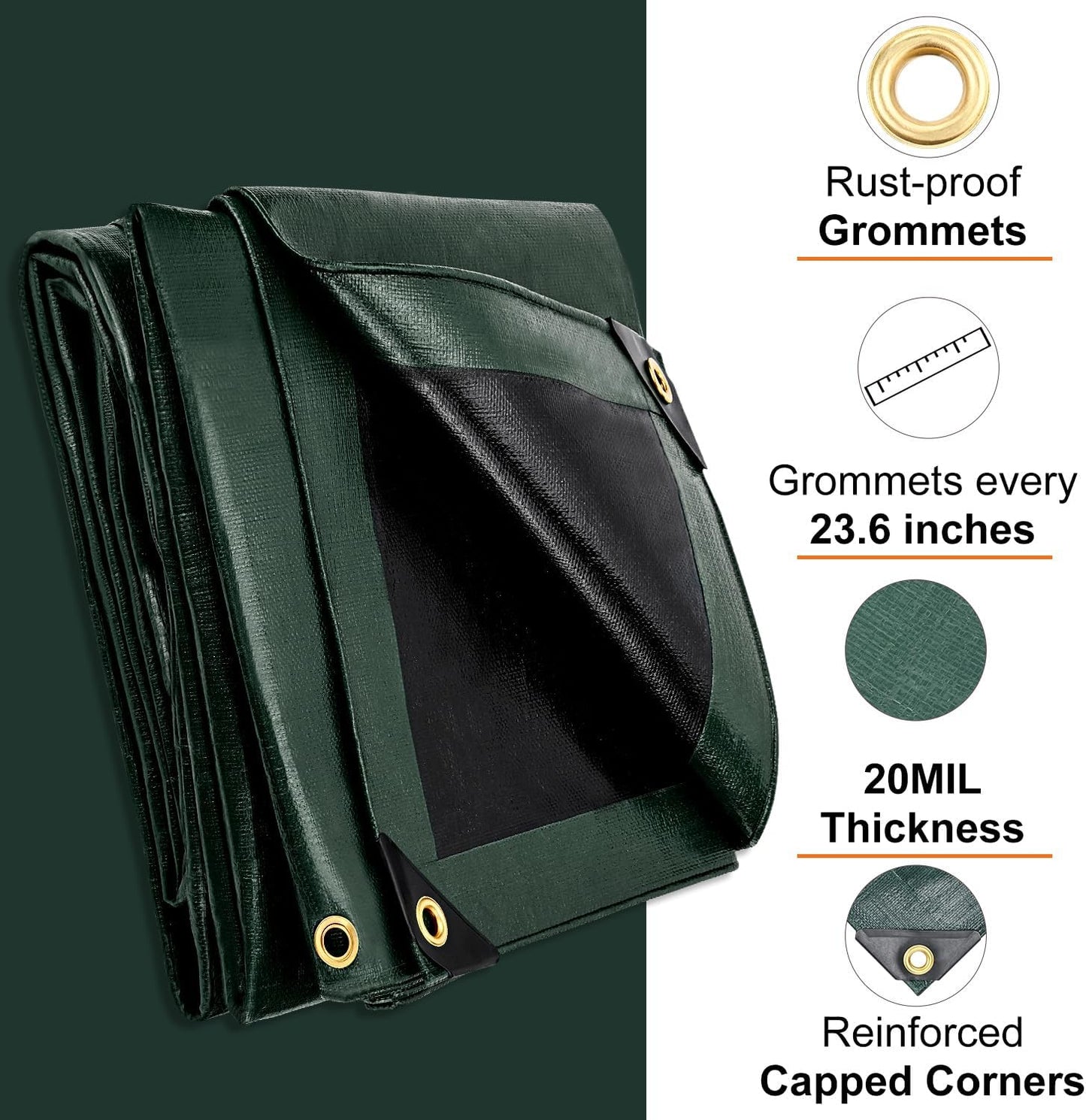 Lona impermeable 8x10ft 20mil reforzada UV resistente