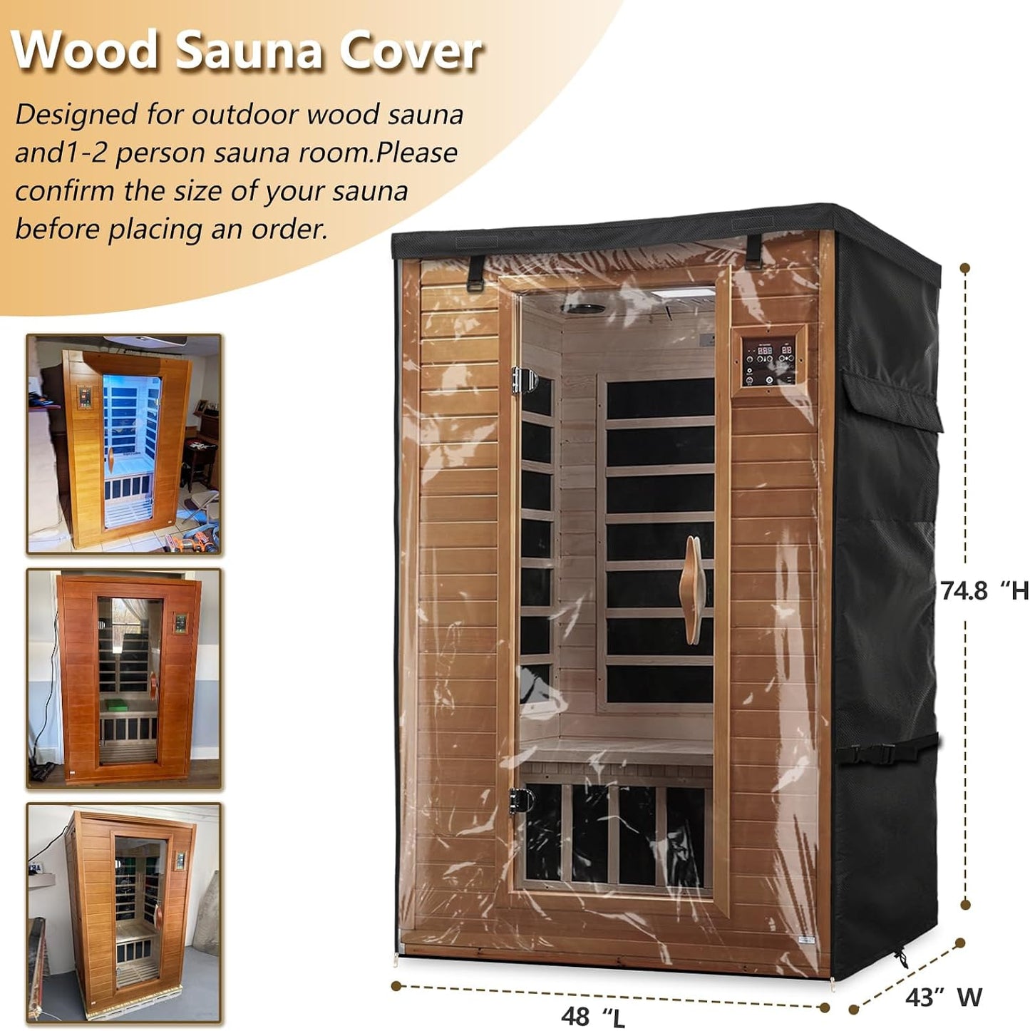 Cubierta sauna madera exterior 48x43x74.8 con puerta