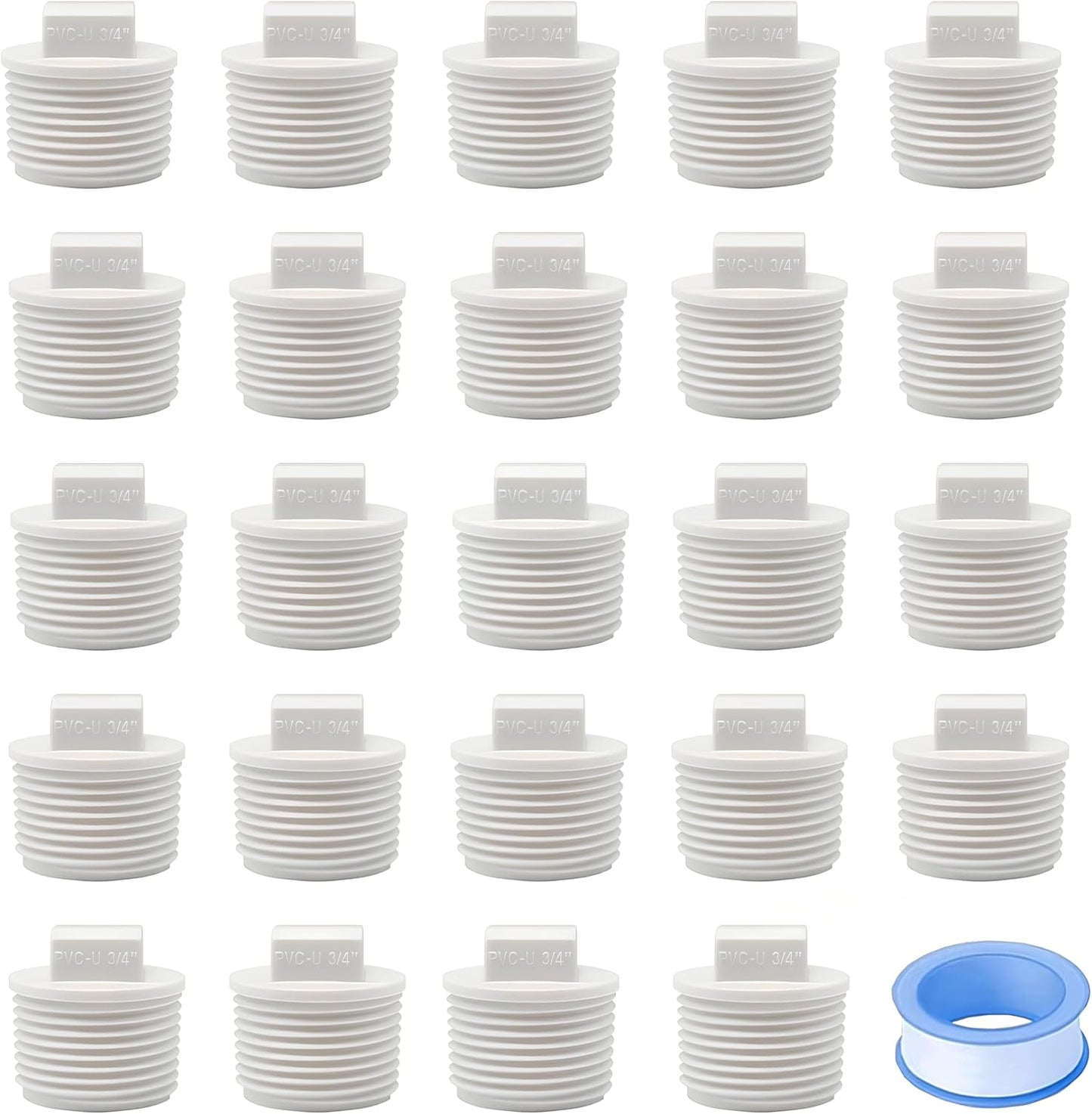 Pack 24 adaptadores PVC SCH40 3/4pulg cinta impermeable