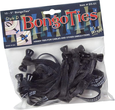 Bridas bongo obsidiana negras pack 10 style-d caucho bambú
